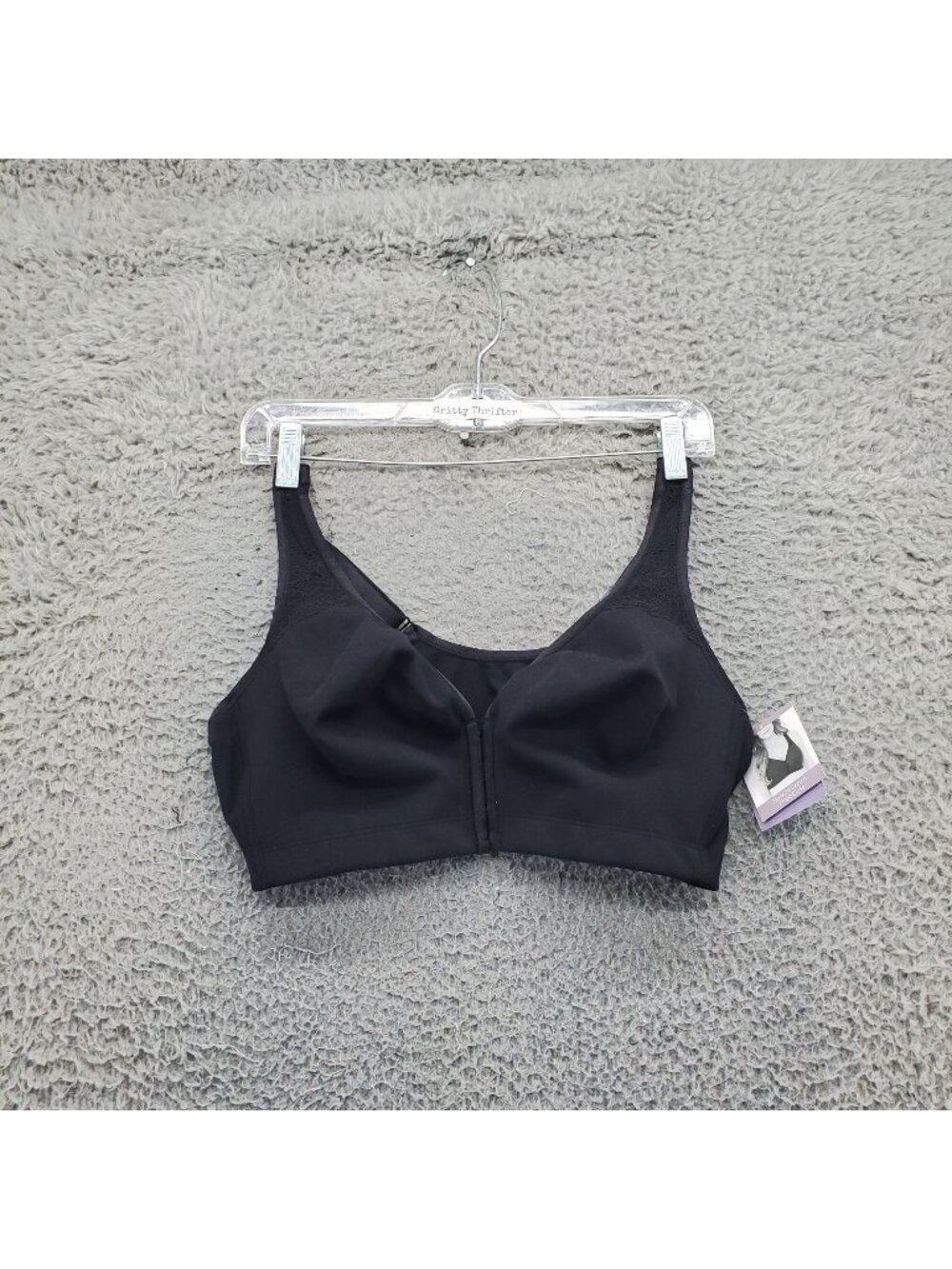 Catherines Bra Womens 44C Black No-Wire Cotton Front-Close *NWT* - Picture 1 of 9